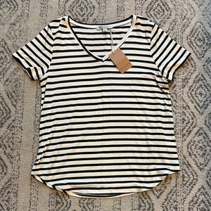 Olive and Off White Striped Tee by Green Envrlope